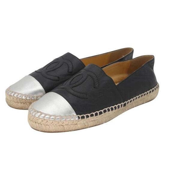 Chanel Espadrille 37 Lambskin Leather Cap Toe Flats CC-S0207P-C023 - Picture 4 of 9